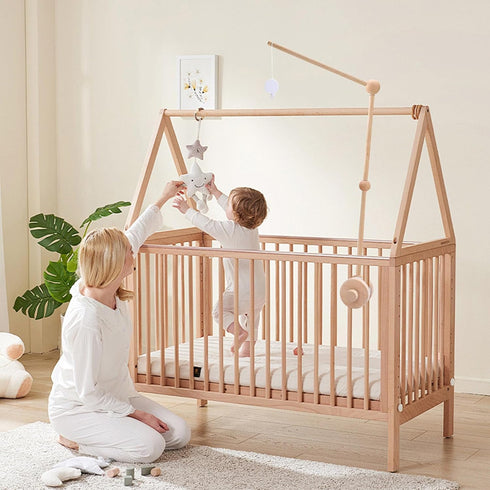 Set Baby Crib Mobile Arm Wooden Holder with Rotating Music Box Nursery Decor Attachment Safe Anti Slip for Baby Girls