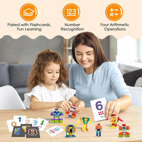 10-in-1 3+, 10 Animal Number Robots Transforming Toys STEM Learning Toys for Kids Ages Number Blocks with Digital
