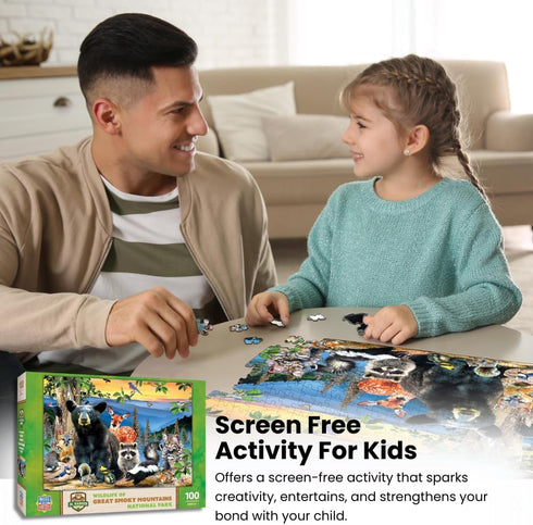 MasterPieces 100 Piece Jigsaw Puzzle for Kids 6+, Wildlife of Rocky Mountains National Park, Educational Game