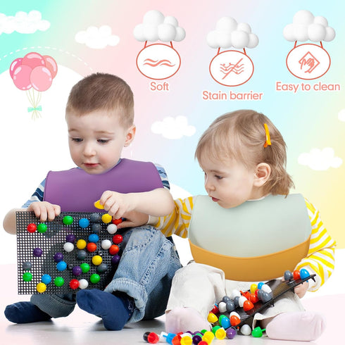 Adjustable Waterproof Silicone Baby Bibs - Soft Feeding Supplies for Kids