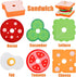 Wooden Burger Sandwich Stacking Toys - Play Food Toy for Toddlers, Montessori Educational Toy for 3 Year Olds