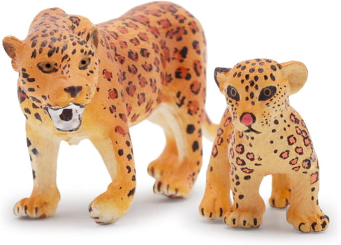 Gemini&Genius Leopard Toys for Kids, Safari Animal Cheetah Family Playset Figures, Wildlife Models for Birthday Gifts