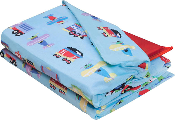 Wildkin Kids Cotton Nap Mat Cover - Durable, Soft, Sewn-in Flap, Fits 1.5" Vinyl Sleep Mats - Trains, Planes & Trucks