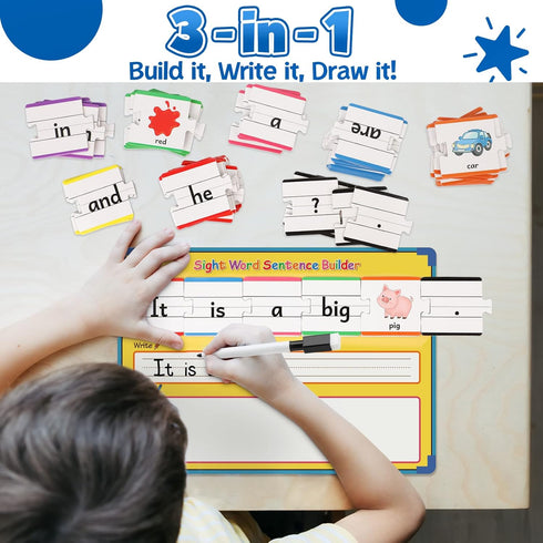 1st 2nd Aizweb Sentence Building Games,Sight Word Puzzles for Kids Kindergarten Grade Classroom Must Haves,Montessori