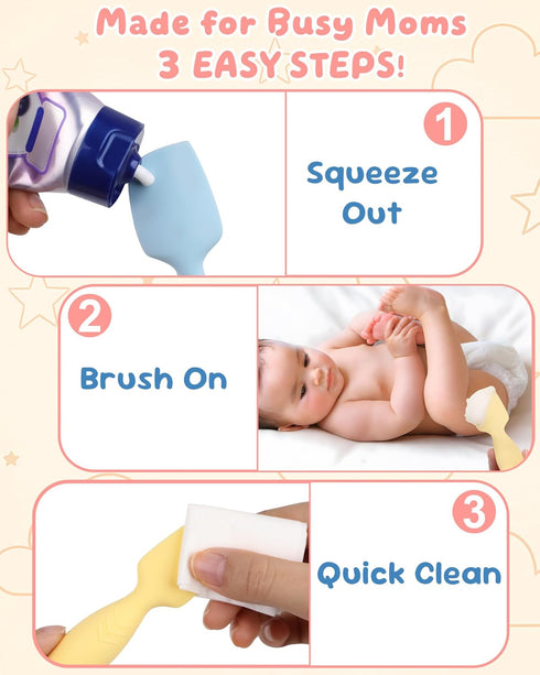 4-Pack Upgraded Silicone Diaper Cream Spatula with Travel Case - Soft Full-Size & Mini Applicators for Rash Ointment