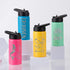 4 Pack 16oz Set Kids Water Bottle with Straw Lid & Handle, Personalized Water Bottles Bulk, Dishwasher Safe, Leak Proof