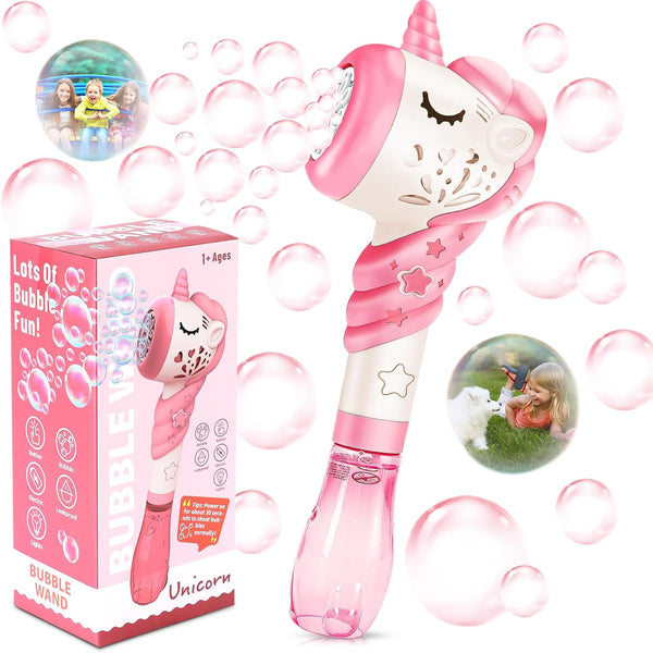 Unique Bubble Machine Wand for Kids Toddlers Age 1-5, Outdoor Unicorn Bubble Maker Toy for Bath and Birthday Gifts