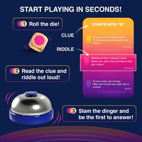 10, 11, 12 3-8 Gouda Games Dare to Ding - Game of Riddles & Reflexes, Fast-paced Card Game, Test Your Wits