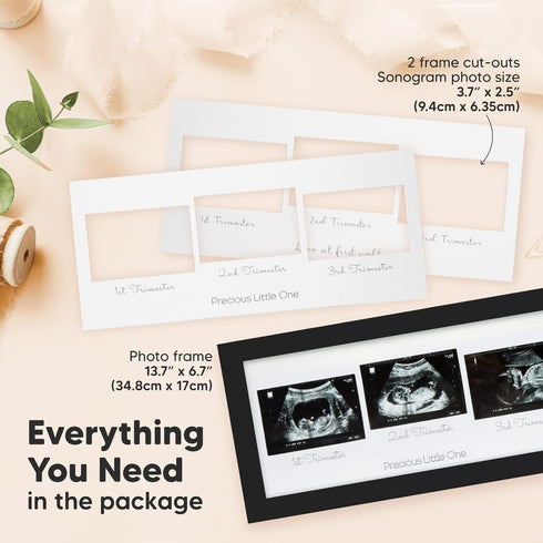 KeaBabies Baby Sonogram Picture Frames - Trio Ultrasound Picture Frames, First Time Mom Gift, Cute Pregnancy Reveal