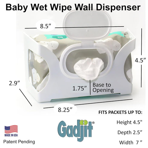 (2 Pack) 84 Count Pack Gadjit Wet Wipes, Hand Wipes & Baby Wipes Wall Dispenser | Mounts on a Wall and Holds Up to a |