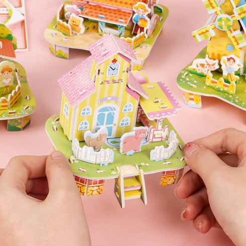 6 Pack 3D CCINEE Puzzles for Kids Gift, Cartoon Paper Foam Puzzles Toy for Girls and Boys DIY Jigsaw Toys Mini House