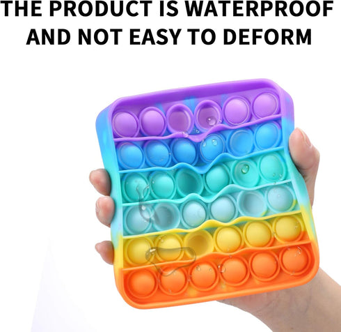 2 Packs Pop Fidget Sensory Toys, Round and Square Silicone Pressure Relieving Squeeze Toys for Kids and Adults