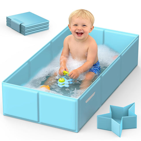 Collapsible Baby Bathtub, Foldable Infant Bath Tub with Non-Slip Base, Portable Travel