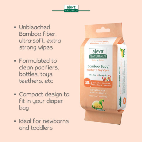Aleva Naturals Bamboo Baby Wipes for Pacifiers and Toys