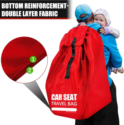 Backpack Car Seat Travel Bag for Airplane, Large Car Seat Bags for Air Travel with Comfort Padded Straps, Carseat