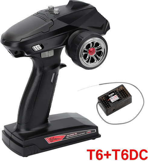 INJORA RC Transmitter 2.4GHz 6CH Controller and Receiver for 1/8 1/10 RC Car Boat Tanks Crawler TRX4 SCX10 Upgrade Parts