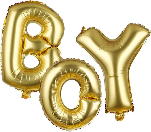 BBTO 2 Pack Oh and Boy Balloons Banners with Gold Rope for Baby Shower Birthday Party Gender Reveal
