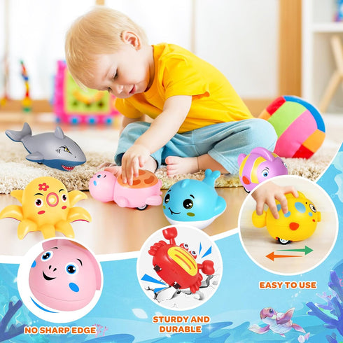 12 Pcs Pull Back Cars for Toddlers 1-3, Cute Animal Racing Cars, Bulk Mini Toys for Boys Girls, Party Favors