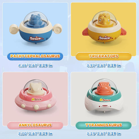 Dinosaur Toy Cars for Toddlers 1-3, 4 Pack Press and Go Cars for 6-12-18 Months, 1 Year Old Boy Gifts