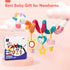 hahaland Car Seat Toys for Babies 0-6 Months Girl - Rattle, Mirror, Crinkle, Squeaky Stroller Toys for Development