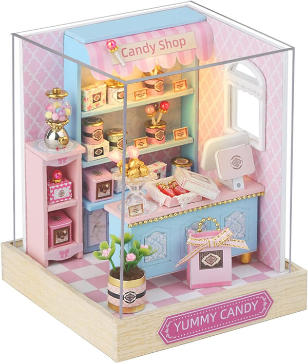 CUTEROOM DIY Doll House Miniature Furniture Wooden House Kit with Dust Cover