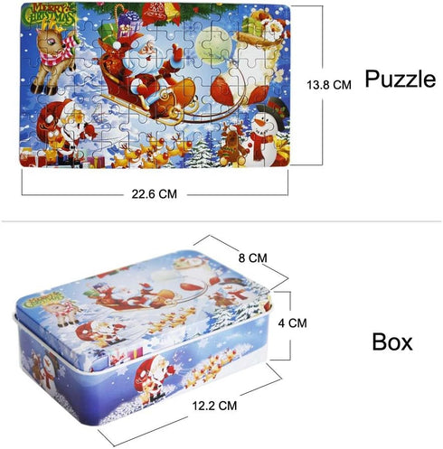 60 Piece Wooden Jigsaw Puzzle in a Box - Merry Christmas Santa Claus Early Childhood Education Toy