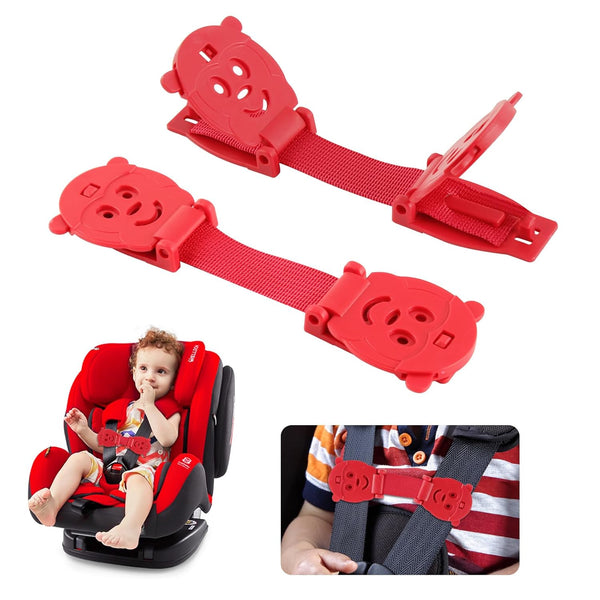 Anti Escape Baby Harness Chest Clip - Red (2 Pack), Prevents Kids from Taking Arms Out of Car Seat