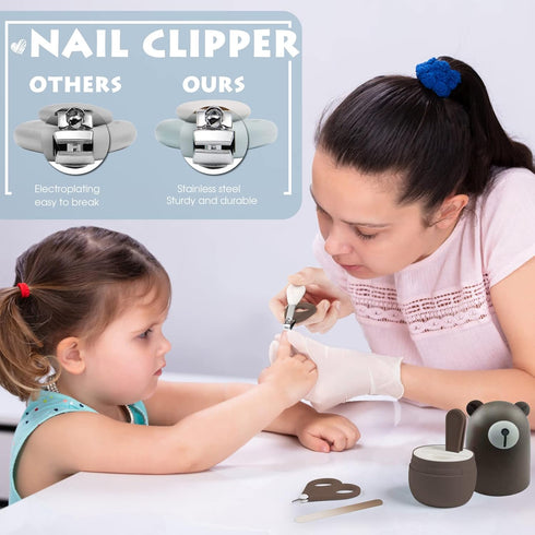 Set PAPABEAR Baby Nail Clippers with Cute Case, Infant Fingernail and Toenail File Kit for Newborn Manicure