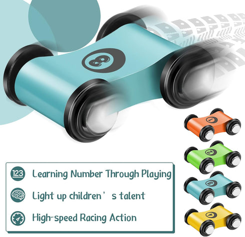12 Pieces Mini Wooden Car Ramp - Wooden Race Track Toy Cars for Toddler Car Replacement, Aged 6+
