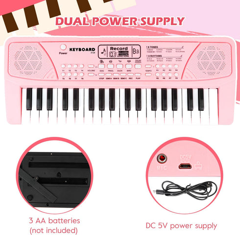 37 3/4/5/6 M SANMERSEN Kids Piano Keyboard with Microphone Keys Portable Electronic Keyboards for Beginners Musical Toy