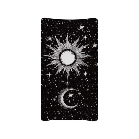 Moon Star and Sun Changing Pad Cover for Baby Girls Diaper Changing Pad Covers 32”x16” Newborn Infant Changing Table Sheet Changing Mat Covers Ultra Soft, Black
