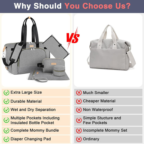 Mommy ITIEZY Diaper Bag Tote for Baby - Large Bag with Portable Changing Pad Pacifier Case, Hospital Bags Travel Baby