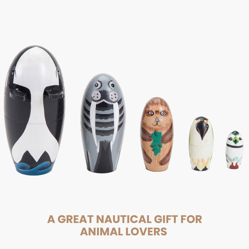 Set 5 Bits and Pieces - "Willy and Friends - Matryoshka Dolls - Wooden Russian Nesting Dolls - Sea Life Animal
