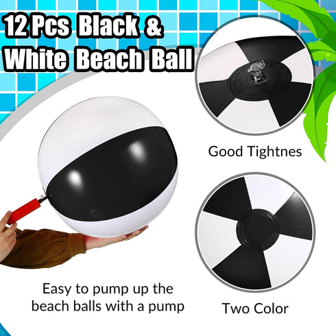 12 Pcs 16'' Beach Ball, PVC Inflatable Pool Balls for Summer Hawaiian Tropical Theme Party Favors