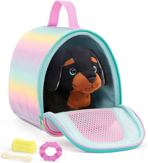 Glitter Girls Stuffed Dog & Carrier: Doll Accessories, Teckel Puppy, Toys for Kids 3 Years+