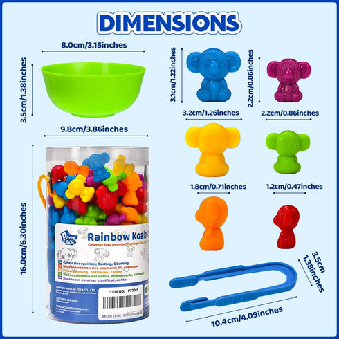 Counting Toys for Toddlers, Rainbow Koala Counters with Sorting Bowls for Preschool Learning Supplies
