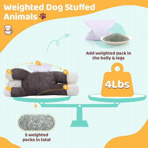 MorisMos 4Lbs Weighted Stuffed Animal - Large Microwavable Plush Dog Throw Pillow, 24inch Heatable Unscented