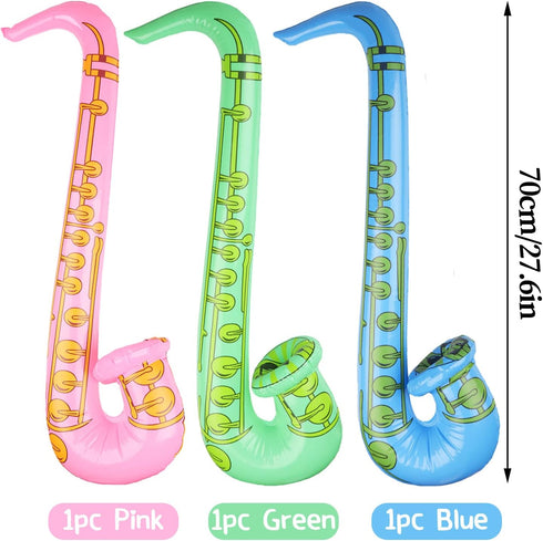 3PCS Inflatable Musical Instruments, Saxophone Toy for Concert Themed Party Decoration Supplies