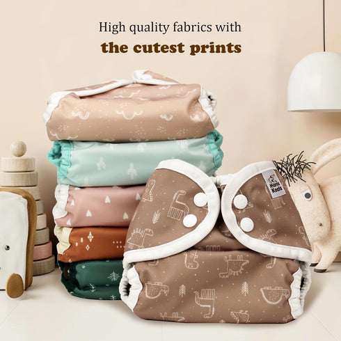 Gusset Mama Koala Reusable Adjustable Cloth Diaper Covers with Double for Girls and Boys, Snap Closure, Size S (Simply