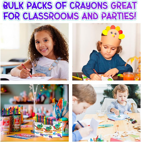 Set 600 100 Packs 6 ArtCreativity Crayons Bulk - Total Crayons - of - Kids' Colors: Red, Orange, Yellow, Green, Blue