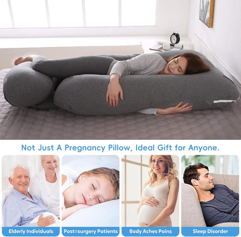 Wodsfay -65 Inch 65inch) U-Shaped Pregnancy Pillow for Sleeping, Full Body Support for Back, HIPS & Belly Maternity