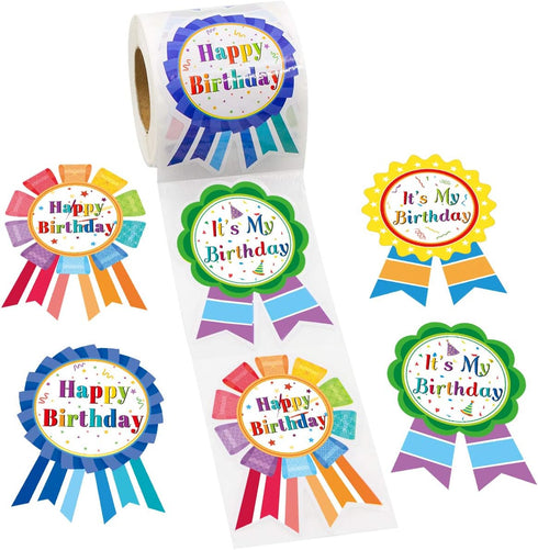Fancy Land Happy Birthday Badge Stickers for Kids, 200 Pcs It's My Birthday Stickers for Home Classroom Party Decoration