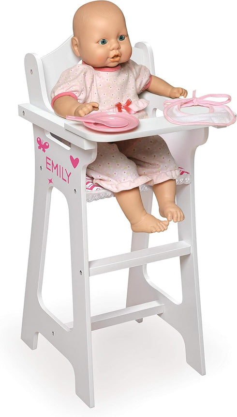Toy Doll High Chair with Accessories by Badger Basket for 18 inch Dolls