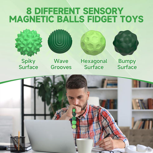 AotBlcer 8pcs Magnetic Balls Fidget Toys Adults, Stress Relief Magnet Sensory Ball with Silicone Shell for to Hands