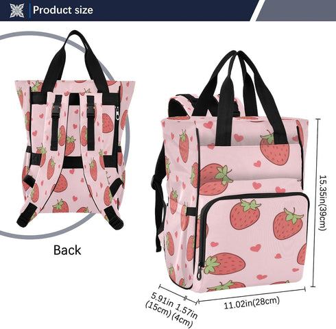 YANENDIE Backpack, Backpack Backpack Cute Pink Strawberry Diaper Bag Unisex Travel Baby Diaper Bags with Stroller