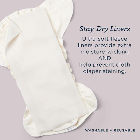 12-Pack, Esembly Cloth Diaper Stay-Dry Fleece Diaper Liner, Moisture-Wicking, Keeps Baby Dry, Prevents Staining