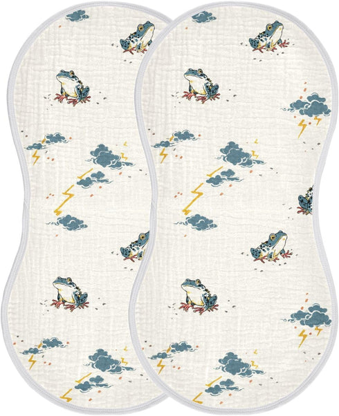 decor gift 4 Pack 22x11in Cotton Newborns Burp Cloths Soft Touch Japanese -e Style Frog Offwhite Baby Burp Rags