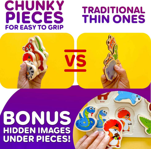 1-3 3xSET 2-4 3-5 QUOKKA Wooden Puzzles for Toddlers Toddler Puzzles Ages Montessori Animal Chunky Puzzle for Kids Wood