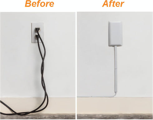 sleek socket 8-Foot No Shock Child Protector, Outlet & Plug Concealer with Protective Cord Clips, Flat Extension Cord