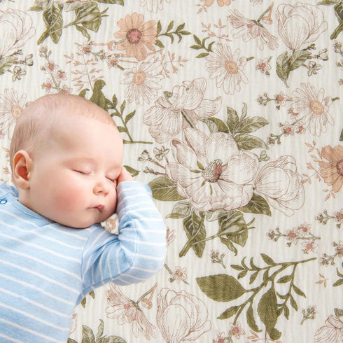 2-Pack 47 47 inches Little Jump Cotton Muslin Swaddle Blankets for Baby Boys Girls Unisex - Boho Floral Baby Blanket
